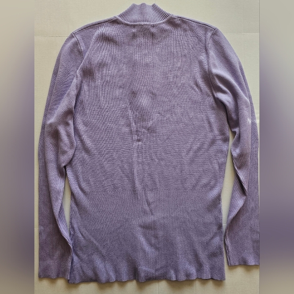 NWT Boston Proper Lavender Snowflake Embellished Zip Mock Neck Sweater L Ribbed - Picture 13 of 13